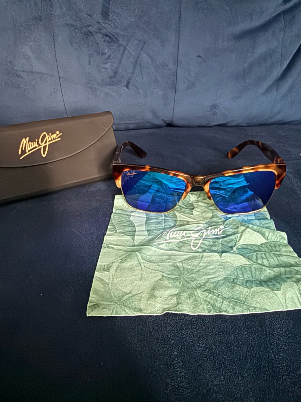 Maui Jim Polarized Tortoise Frame Sunglasses with Blue Lenses